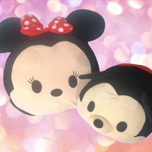 Disney Jumbo Mickey & Minnie Mouse Tsum Tsum Large Plush Pillow Authenti…